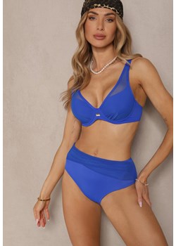 Niebieskie Bikini z Siateczkowymi Zdobieniami Biustonosz i Majtki Typu Figi Linelissa ze sklepu renee.pl w kategorii Stroje kąpielowe - zdjęcie 180458245