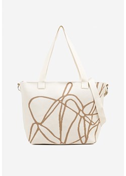 Jasnobeżowa Torebka Typu Shopper z Paskiem Crossbody w Abstrakcyjny Wzór Obelisse ze sklepu renee.pl w kategorii Torby Shopper bag - zdjęcie 180458789