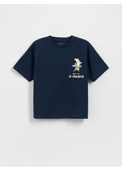 Reserved - Bawełniany t-shirt z nadrukiem - granatowy ze sklepu Reserved w kategorii T-shirty chłopięce - zdjęcie 180459818