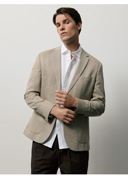 Reserved - Marynarka slim fit z wiskozą - brązowy ze sklepu Reserved w kategorii Marynarki męskie - zdjęcie 180462218