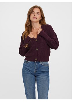 Vero Moda Kardigan Vmlea Ls V-Neck Cuff Cardigan Noos 10273853 Bordowy Regular Fit ze sklepu MODIVO w kategorii Swetry damskie - zdjęcie 181033816