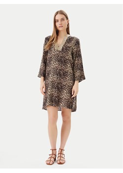 LOLA CASADEMUNT Sukienka letnia LS2516036 Brązowy Relaxed Fit ze sklepu MODIVO w kategorii Sukienki - zdjęcie 181034305