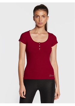 Guess T-Shirt Karlee Jewel W2YP24 KBCO2 Bordowy Slim Fit ze sklepu MODIVO w kategorii Bluzki damskie - zdjęcie 181034916