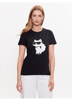 KARL LAGERFELD T-Shirt Ikonik 2.0 Choupette 230W1703 Czarny Regular Fit ze sklepu MODIVO w kategorii Bluzki damskie - zdjęcie 181036907