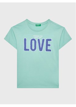United Colors Of Benetton T-Shirt 3096C10AY Zielony Oversize - id: 0000301771920 - marki United Colors Of Benetton - 181038696 United Colors Of Benetton T-Shirt 3096C10AY Zielony Oversize ze sklepu MODIVO w kategorii T-shirty chłopięce - zdjęcie 181038696