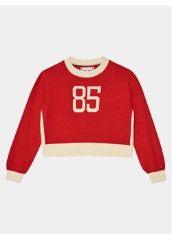 Tommy Hilfiger Sweter 85 Varsity Sweater KG0KG07770 Czerwony Regular Fit ze sklepu MODIVO w kategorii Swetry dziewczęce - zdjęcie 181040286