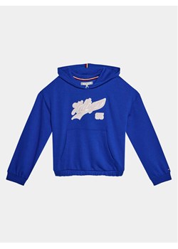 Tommy Hilfiger Bluza Hilfiger Script Hoodie KG0KG07721 Niebieski Regular Fit ze sklepu MODIVO w kategorii Bluzy dziewczęce - zdjęcie 181041545