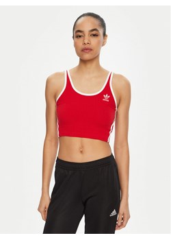 adidas Top adicolor 3-Stripes JD4615 Czerwony Slim Fit ze sklepu MODIVO w kategorii Bluzki damskie - zdjęcie 181042139