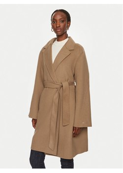 Tommy Hilfiger Płaszcz wełniany WW0WW43603 Brązowy Regular Fit ze sklepu MODIVO w kategorii Płaszcze damskie - zdjęcie 181043088