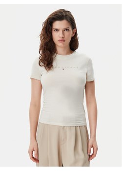 Tommy Jeans T-Shirt Tonal Linear DW0DW20315 Beżowy Slim Fit - id: 0000304646867 - marki Tommy Jeans - 181045066 Tommy Jeans T-Shirt Tonal Linear DW0DW20315 Beżowy Slim Fit ze sklepu MODIVO w kategorii Bluzki damskie - zdjęcie 181045066