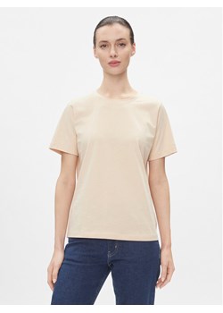 Calvin Klein T-Shirt Smooth Cotton Crew Neck Tee Ss K20K205410 Beżowy Regular Fit ze sklepu MODIVO w kategorii Bluzki damskie - zdjęcie 181045129