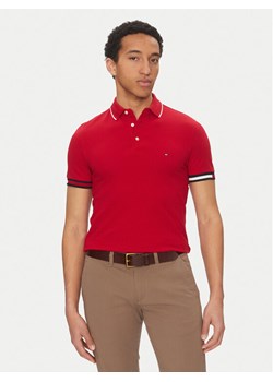 Tommy Hilfiger Polo Flag Cuff MW0MW38458 Czerwony Slim Fit ze sklepu MODIVO w kategorii T-shirty męskie - zdjęcie 181046716