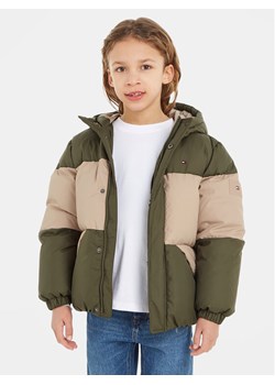 Tommy Hilfiger Kurtka puchowa Essential Colorblock KB0KB08559 M Zielony Regular Fit ze sklepu MODIVO w kategorii Kurtki dziewczęce - zdjęcie 181048058