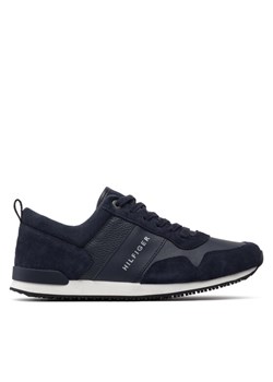 Tommy Hilfiger Sneakersy Iconic Leather Suede Mix Runner FM0FM00924 Granatowy ze sklepu MODIVO w kategorii Buty sportowe męskie - zdjęcie 181048138