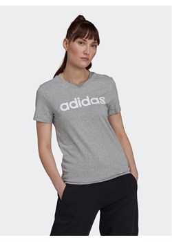 adidas T-Shirt Essentials Logo HL2053 Szary Slim Fit ze sklepu MODIVO w kategorii Bluzki damskie - zdjęcie 181048399