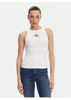 Calvin Klein Jeans Top Monologo J20J225301 Biały Slim Fit ze sklepu MODIVO w kategorii Bluzki damskie - zdjęcie 181049036