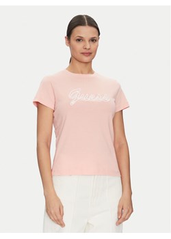 Guess T-Shirt V5GI02 K9RM1 Różowy Slim Fit ze sklepu MODIVO w kategorii Bluzki damskie - zdjęcie 181049696