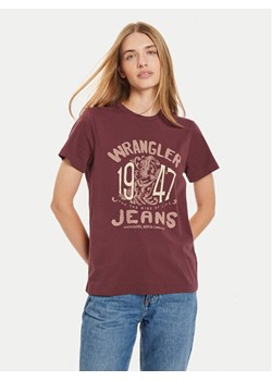 Wrangler T-Shirt Graphic 112356427 Bordowy Regular Fit ze sklepu MODIVO w kategorii Bluzki damskie - zdjęcie 181049959