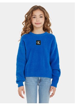 Calvin Klein Jeans Sweter Monogram IG0IG02217 Niebieski Regular Fit ze sklepu MODIVO w kategorii Swetry dziewczęce - zdjęcie 181052917