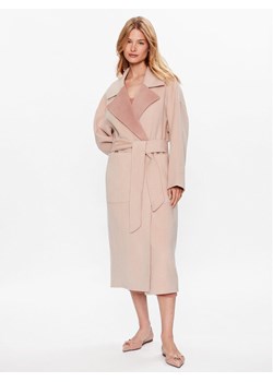 Calvin Klein Płaszcz wełniany K20K205855 Różowy Regular Fit ze sklepu MODIVO w kategorii Płaszcze damskie - zdjęcie 181053097
