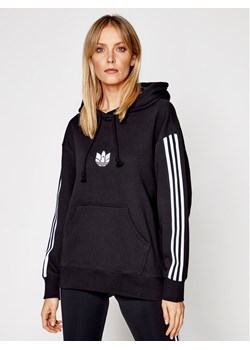adidas Bluza adicolor 3D Trefoil GN2931 Czarny Oversize ze sklepu MODIVO w kategorii Bluzy damskie - zdjęcie 181053107