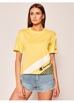 Champion T-Shirt C Logo Ribbed Cuffed 112765 Żółty Regular Fit ze sklepu MODIVO w kategorii Bluzki damskie - zdjęcie 181053339