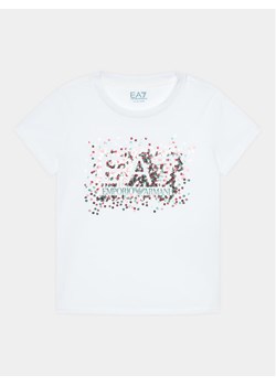 EA7 Emporio Armani T-Shirt 6RFT14 FJ2HZ 1100 Biały Regular Fit ze sklepu MODIVO w kategorii Bluzki dziewczęce - zdjęcie 181054047