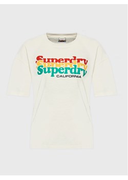 Superdry T-Shirt Vintage Cali Stripe W1010847A Écru Regular Fit ze sklepu MODIVO w kategorii Bluzki damskie - zdjęcie 181054926