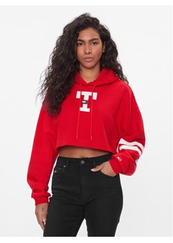 Tommy Jeans Bluza Letterman Flag DW0DW16122 Czerwony Relaxed Fit ze sklepu MODIVO w kategorii Bluzy damskie - zdjęcie 181055635