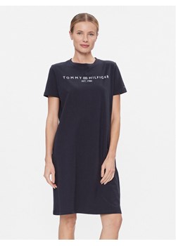 Tommy Hilfiger Sukienka codzienna Rlx Corp Logo Tshirt Drs Ss WW0WW41013 Granatowy Regular Fit ze sklepu MODIVO w kategorii Sukienki - zdjęcie 181056429