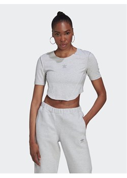 adidas T-Shirt Crop Loungewear HL9130 Szary Regular Fit ze sklepu MODIVO w kategorii Bluzki damskie - zdjęcie 181057599