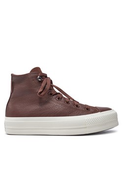 Converse Trampki Chuck Taylor All Star Lift Platform Water Repellent Leather A10362C Brązowy ze sklepu MODIVO w kategorii Trampki damskie - zdjęcie 181057819
