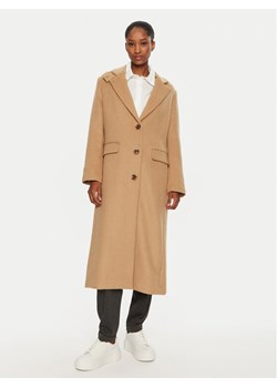 United Colors Of Benetton Płaszcz wełniany 28HFDN069 Beżowy Regular Fit ze sklepu MODIVO w kategorii Płaszcze damskie - zdjęcie 181058645