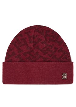 Tommy Hilfiger Czapka Monogram All Over Beanie AW0AW15327 Czerwony ze sklepu MODIVO w kategorii Czapki zimowe damskie - zdjęcie 181058996