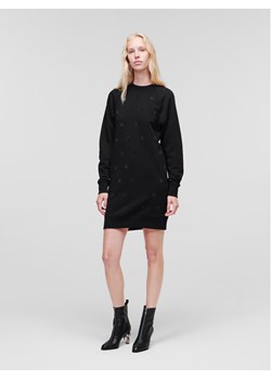 KARL LAGERFELD Sukienka dzianinowa Monogram Rhinestone 226W1353 Czarny Regular Fit ze sklepu MODIVO w kategorii Sukienki - zdjęcie 181059127
