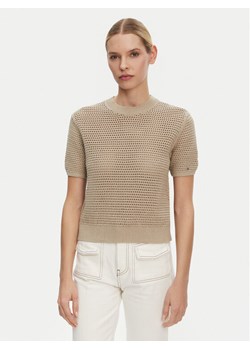 Tommy Hilfiger Sweter Pointelle WW0WW45950 Beżowy Regular Fit ze sklepu MODIVO w kategorii Swetry damskie - zdjęcie 181059457