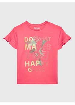 Guess T-Shirt J3GI03 K6YW1 Różowy Regular Fit ze sklepu MODIVO w kategorii Bluzki dziewczęce - zdjęcie 181060279