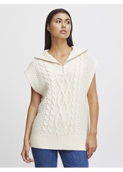 ICHI Sweter 20119797 Beżowy Regular Fit ze sklepu MODIVO w kategorii Kamizelki damskie - zdjęcie 181060385