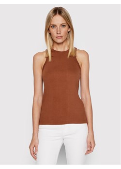 G-Star Raw Top Engineered Rib D19323-C678-C740 Brązowy Slim Fit ze sklepu MODIVO w kategorii Bluzki damskie - zdjęcie 181060589