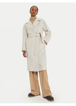Weekend Max Mara Płaszcz wełniany Resina 2425016092 Écru Regular Fit ze sklepu MODIVO w kategorii Płaszcze damskie - zdjęcie 181064346