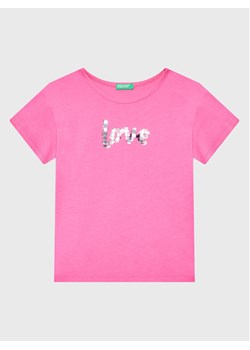 United Colors Of Benetton T-Shirt 3096C10AS Różowy Regular Fit ze sklepu MODIVO w kategorii Bluzki dziewczęce - zdjęcie 181064867
