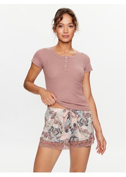 Hunkemöller Koszulka piżamowa Henley 203153 Brązowy Regular Fit ze sklepu MODIVO w kategorii Piżamy damskie - zdjęcie 181065768