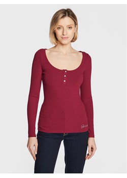 Guess Bluzka Karlee Jewel W2YP46 KBCO2 Bordowy Slim Fit ze sklepu MODIVO w kategorii Bluzki damskie - zdjęcie 181066007