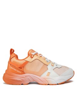 Calvin Klein Jeans Sneakersy Retro Tennis Low Lace Mix Ml Sat YW0YW01307 Pomarańczowy ze sklepu MODIVO w kategorii Buty sportowe damskie - zdjęcie 181066108