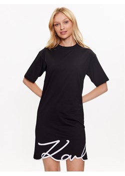 KARL LAGERFELD Sukienka codzienna Signature 231W1357 Czarny Relaxed Fit ze sklepu MODIVO w kategorii Sukienki - zdjęcie 181066466