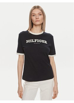 Tommy Hilfiger T-Shirt Monotype WW0WW41208 Granatowy Regular Fit ze sklepu MODIVO w kategorii Bluzki damskie - zdjęcie 181068499