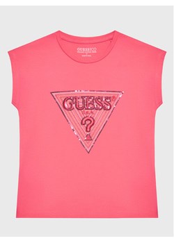 Guess T-Shirt J3GI33 K6YW1 Różowy Boxy Fit ze sklepu MODIVO w kategorii Bluzki dziewczęce - zdjęcie 181068838