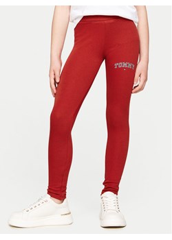 Tommy Hilfiger Legginsy Varsity KG0KG08082 Czerwony Slim Fit ze sklepu MODIVO w kategorii Spodnie dziewczęce - zdjęcie 181071877