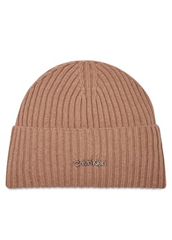 Calvin Klein Czapka Ck Must Logo Beanie K60K611401 Fioletowy ze sklepu MODIVO w kategorii Czapki zimowe damskie - zdjęcie 181073919