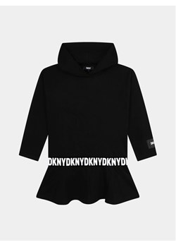 DKNY Sukienka dzianinowa D32905 D Czarny Regular Fit ze sklepu MODIVO w kategorii Sukienki dziewczęce - zdjęcie 181075029